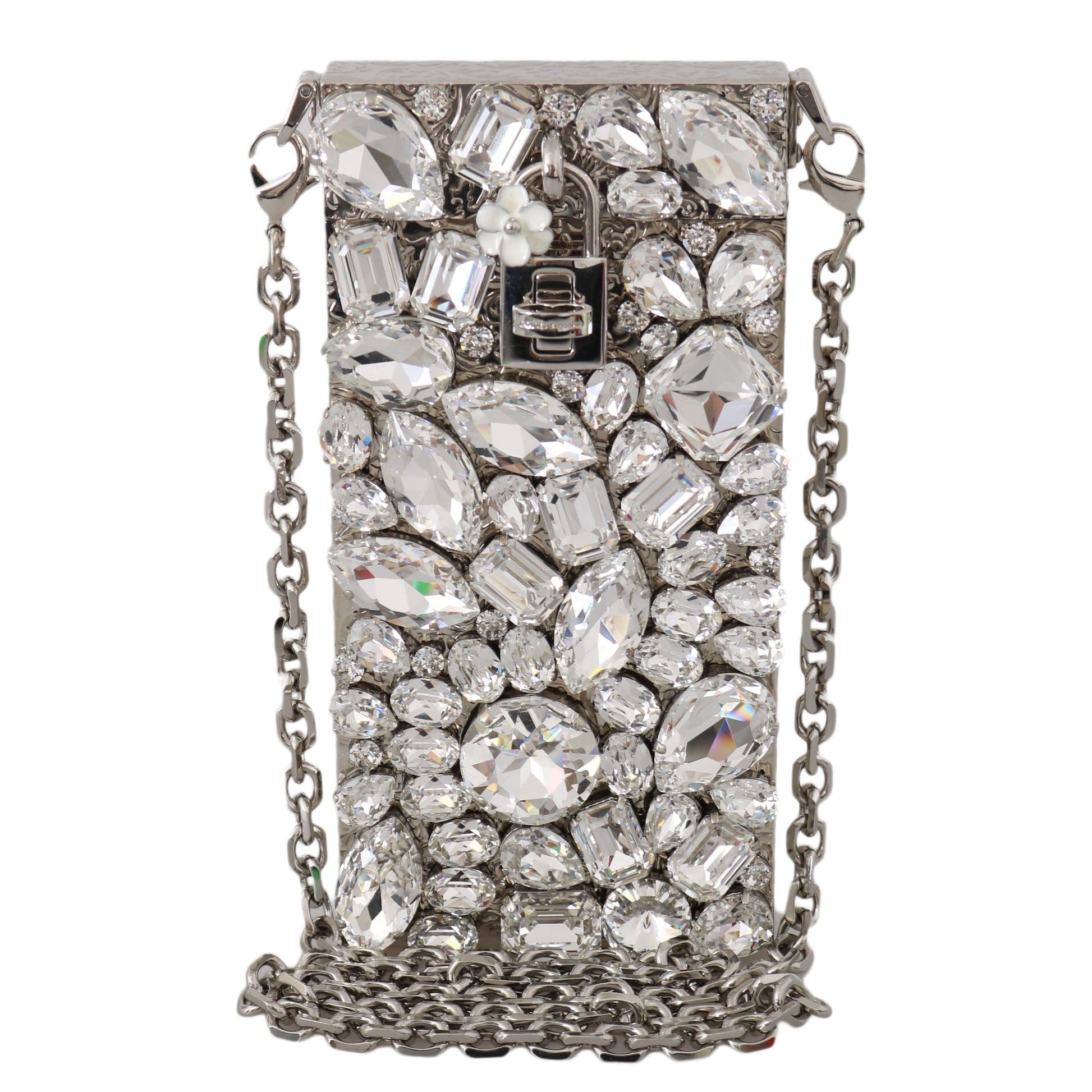 Cross Body Silver Crystal Brass Crystal Purse - coffeewithmee2