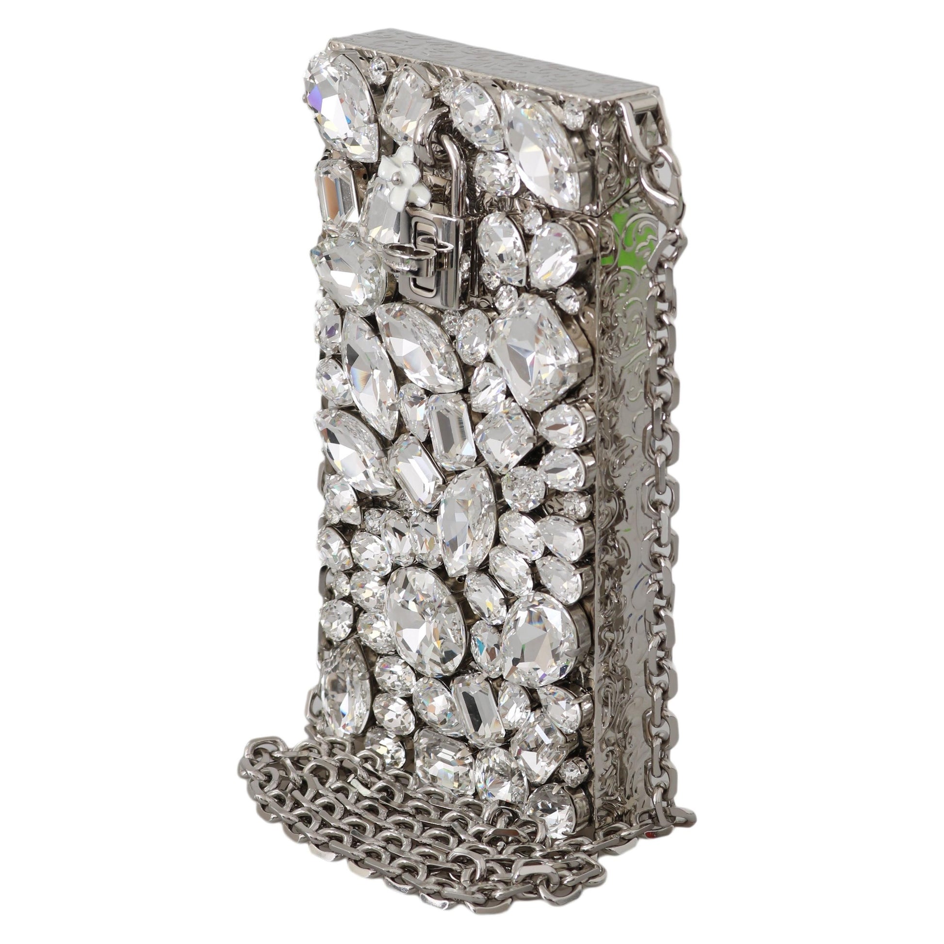 Cross Body Silver Crystal Brass Crystal Purse - coffeewithmee2