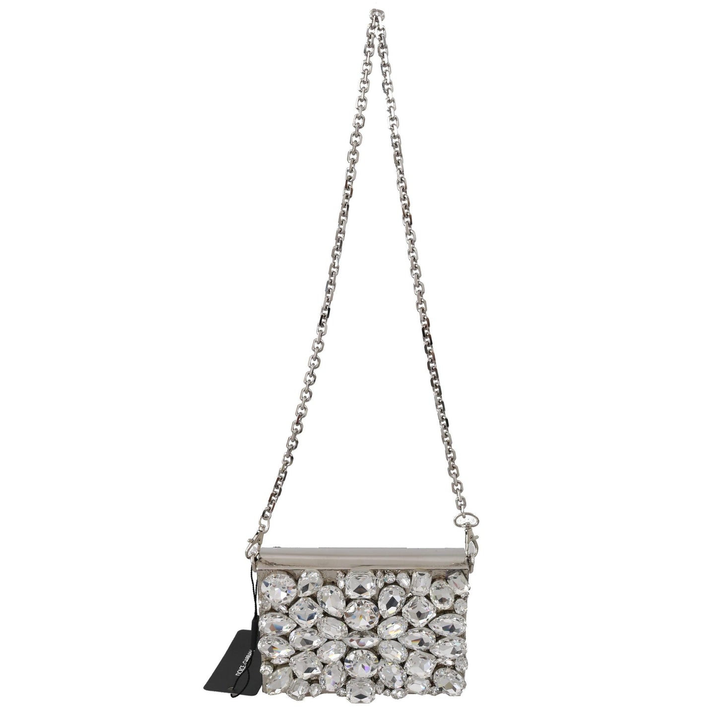 Silver Metal Crystal Clutch Purse Cross Body BOX Bag - coffeewithmee2