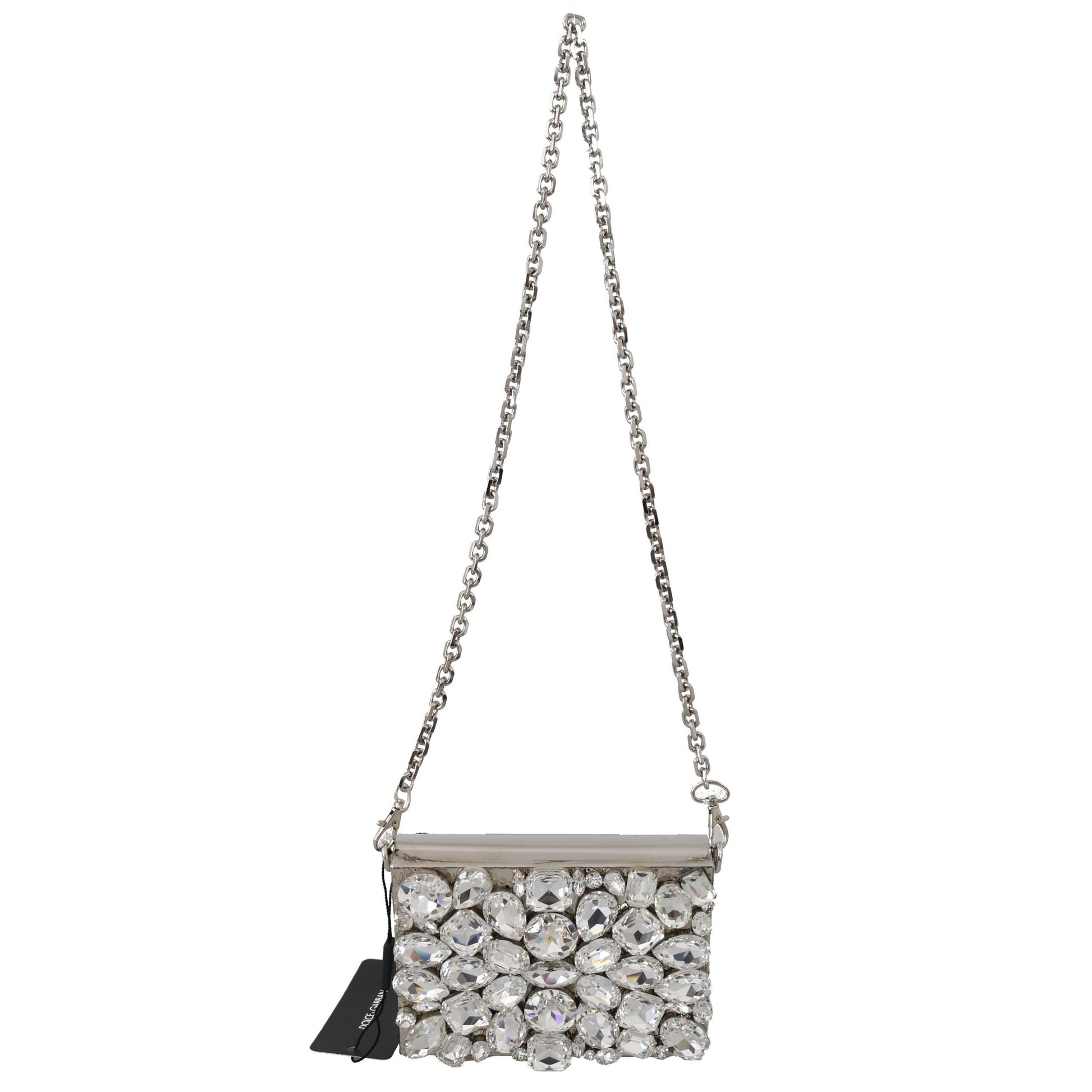 Silver Metal Crystal Clutch Purse Cross Body BOX Bag - coffeewithmee2