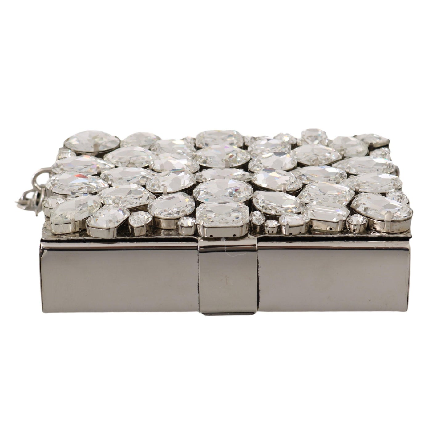Silver Metal Crystal Clutch Purse Cross Body BOX Bag - coffeewithmee2