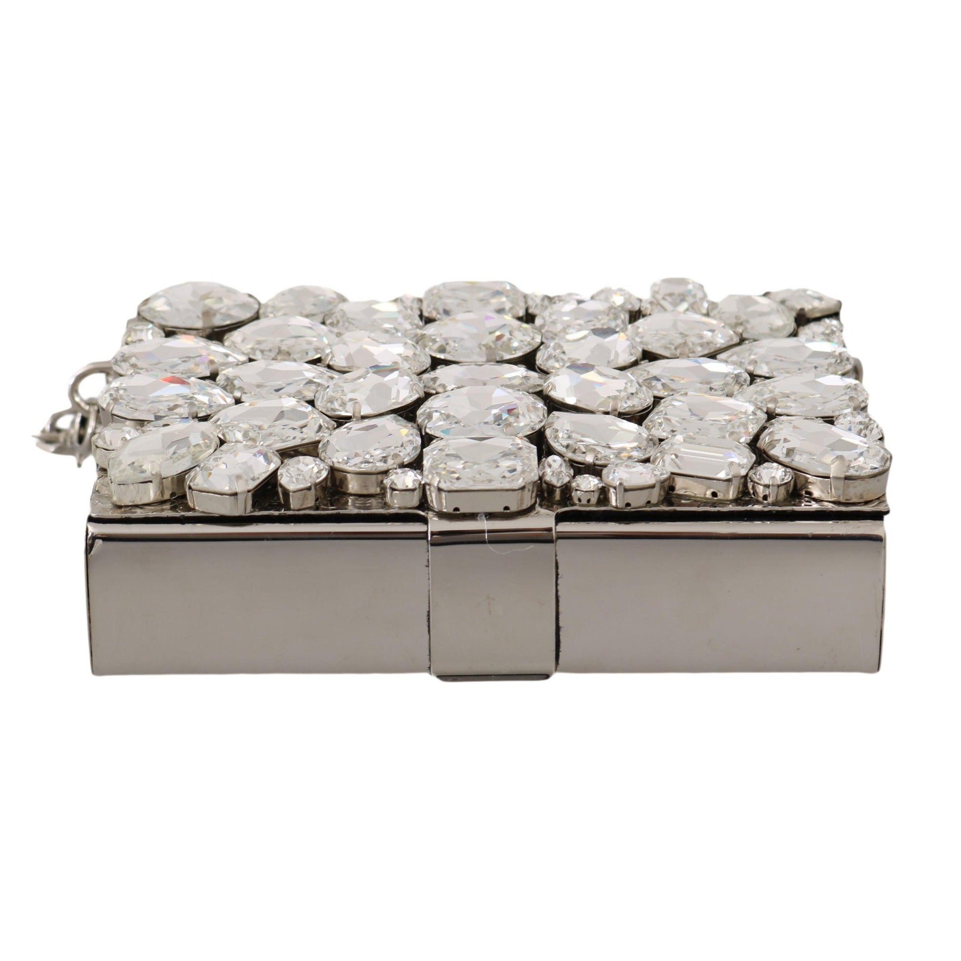 Silver Metal Crystal Clutch Purse Cross Body BOX Bag - coffeewithmee2