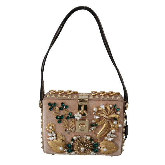 Pink Velvet Leather Gold Crystal Clutch Box Purse - coffeewithmee2