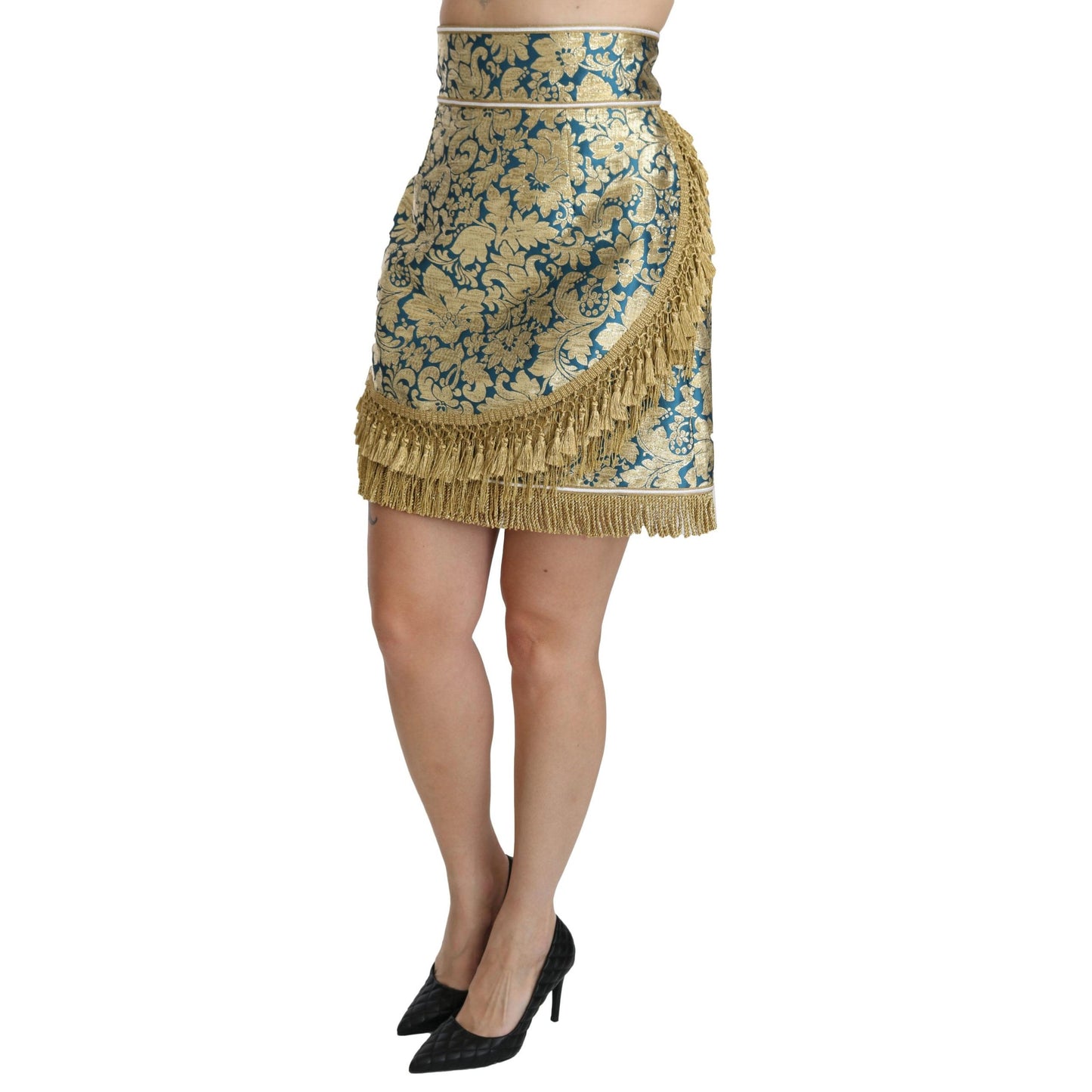 Gold Baroque Jacquard High Waist Mini Skirt