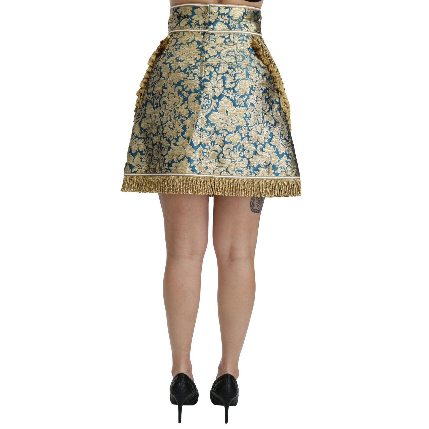 Gold Baroque Jacquard High Waist Mini Skirt