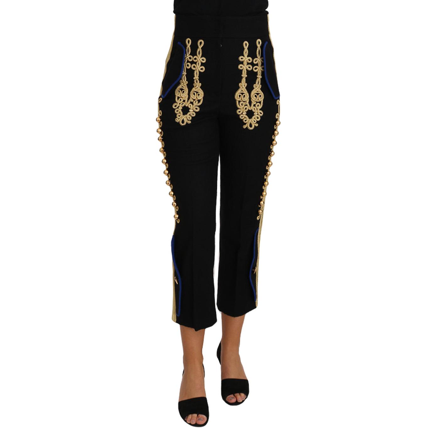Military Embellished Pants Black Gold Dress Pant - coffeewithmee2