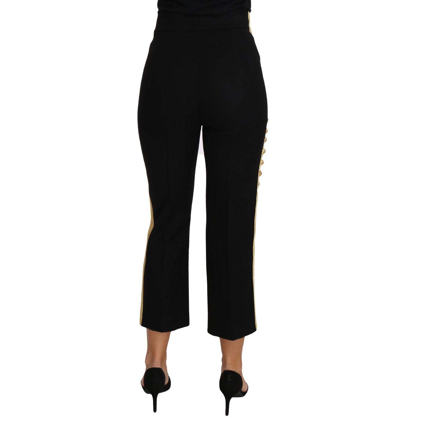 Military Embellished Pants Black Gold Dress Pant - coffeewithmee2