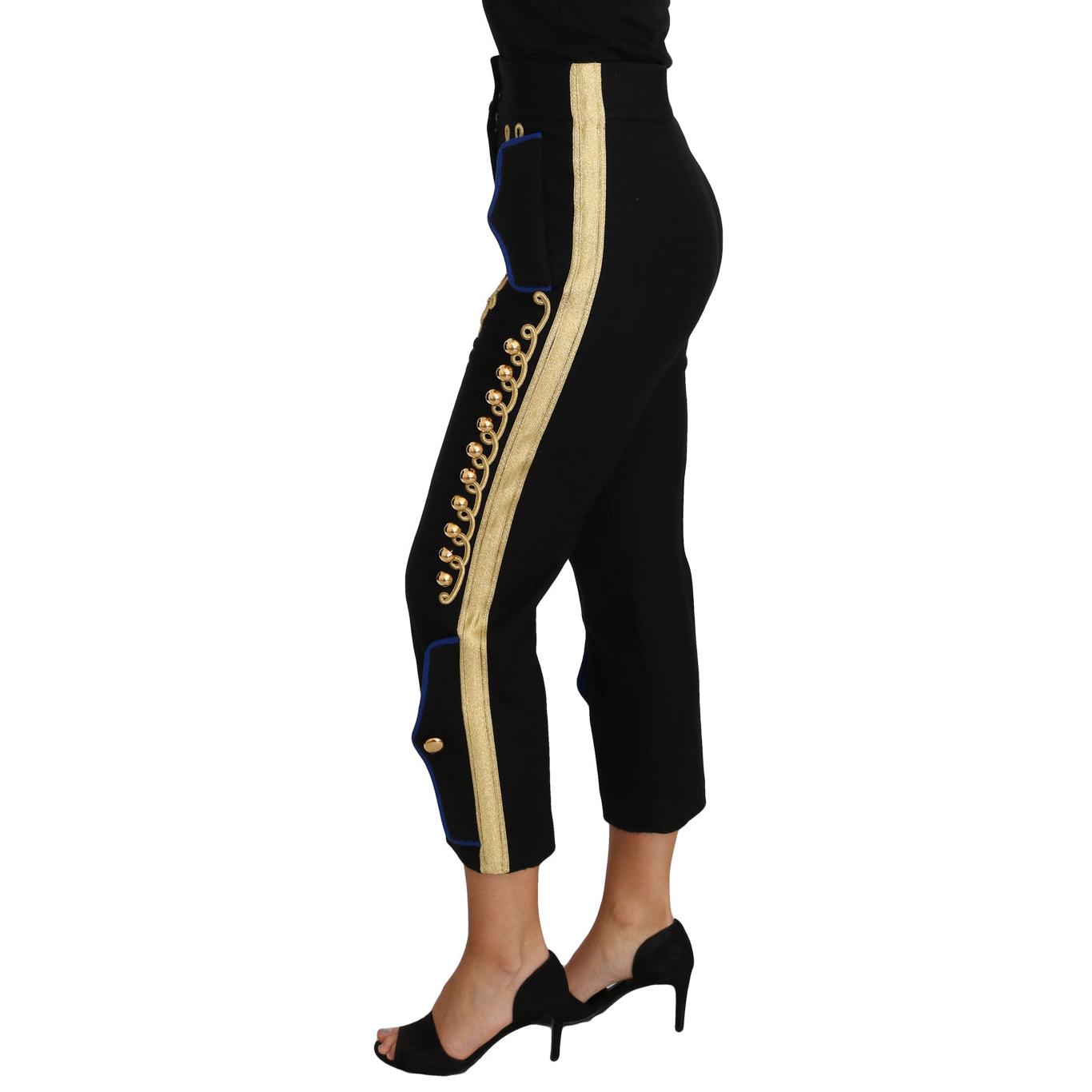 Military Embellished Pants Black Gold Dress Pant - coffeewithmee2