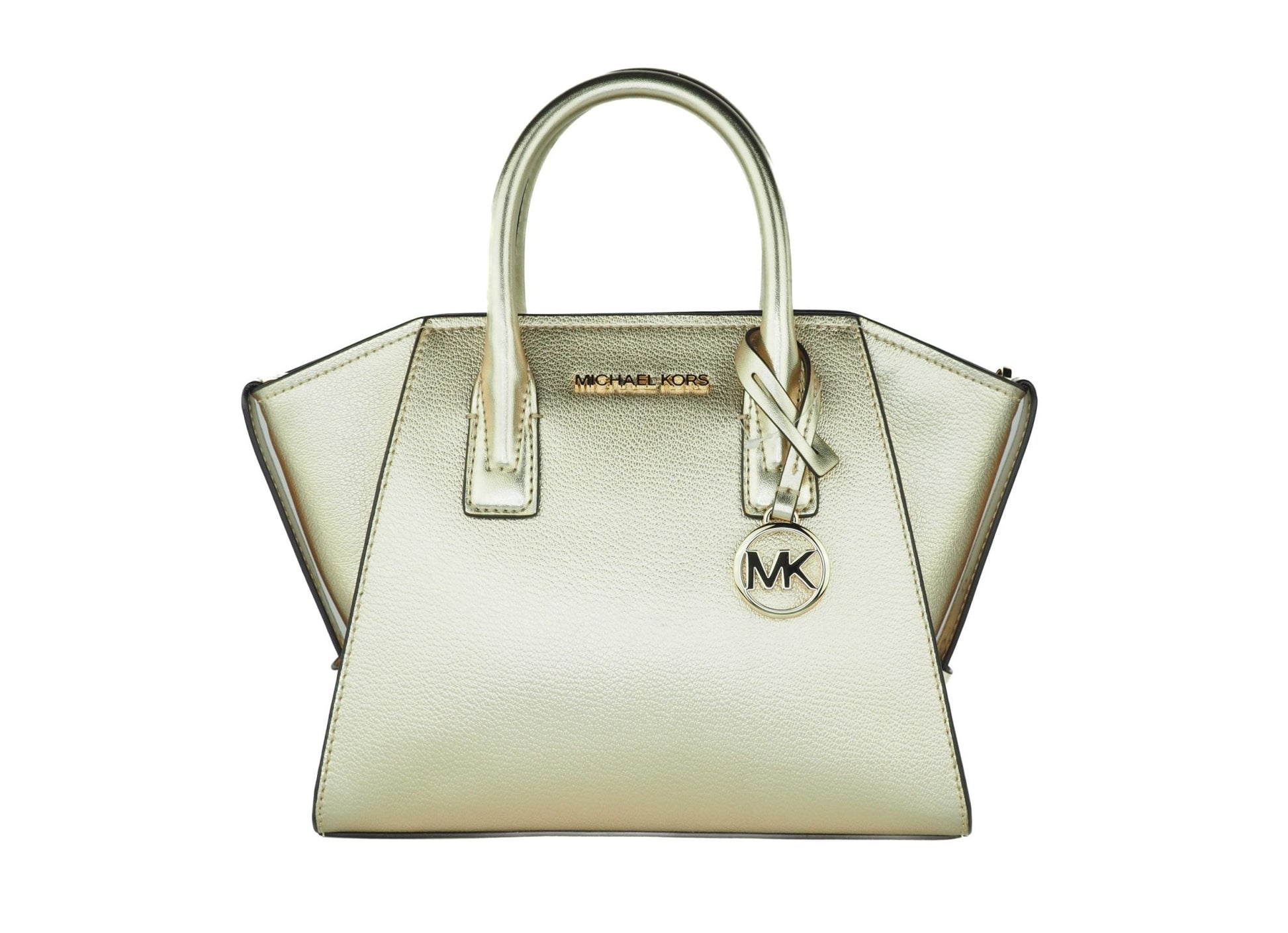 Avril Small Pebble Leather Top Zip Satchel Crossbody Handbag (Pale Gold) - coffeewithmee2Michael KorsP0416S