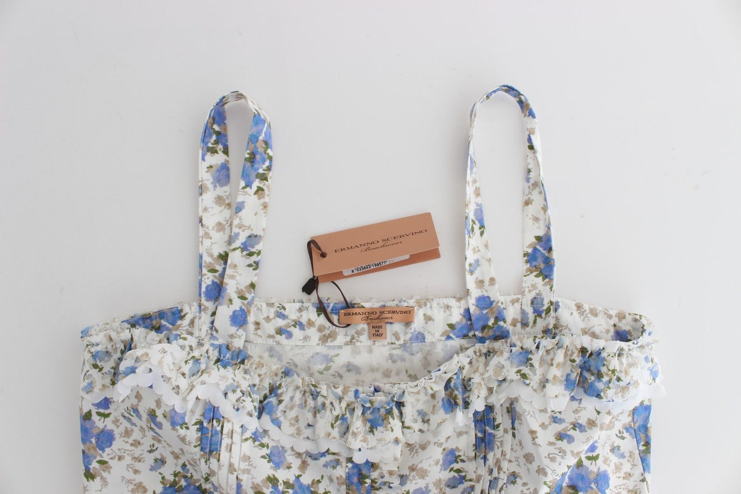 Beachwear Blue Floral Beach Mini Dress Short - coffeewithmee2Ermanno ScervinoP0871S