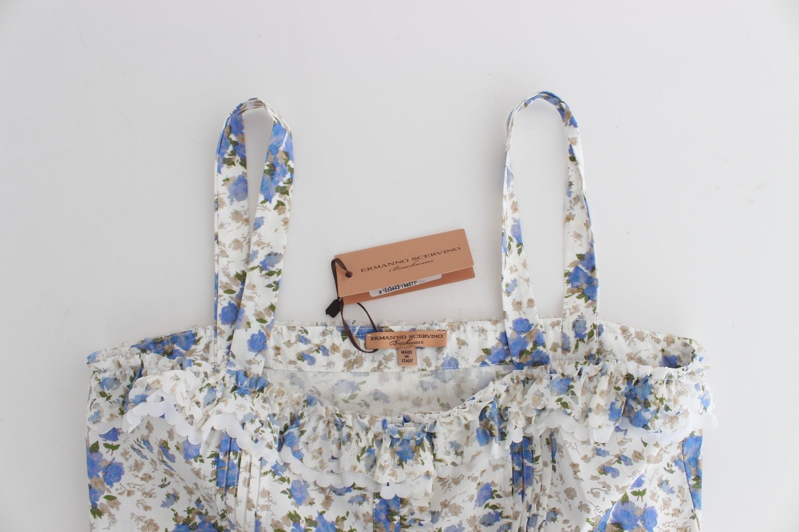Beachwear Blue Floral Beach Mini Dress Short - coffeewithmee2Ermanno ScervinoP0871S