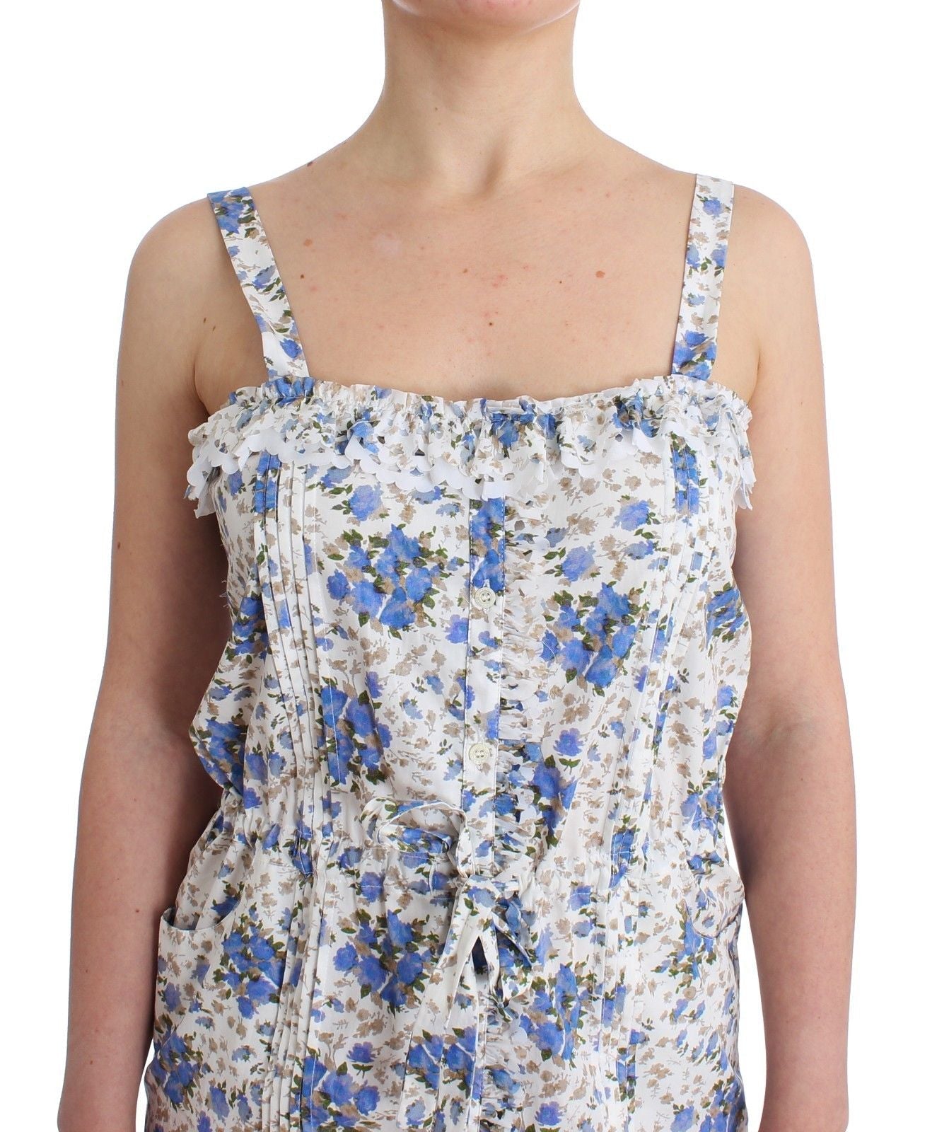 Beachwear Blue Floral Beach Mini Dress Short - coffeewithmee2Ermanno ScervinoP0871S