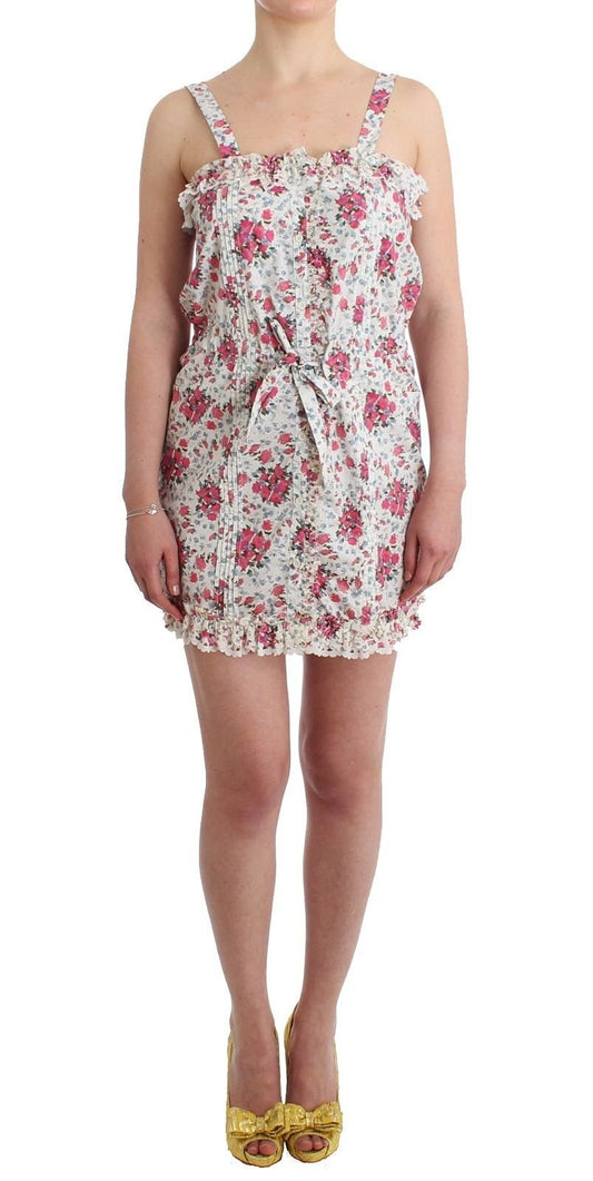 Beachwear Pink Floral Beach Mini Dress Short - coffeewithmee2Ermanno ScervinoP0872S