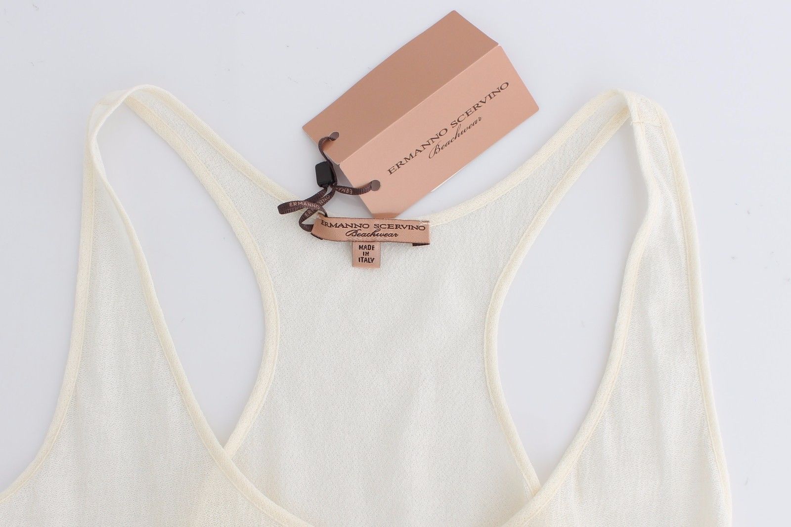 Beachwear White Tank Top Cami Blouse - coffeewithmee2Ermanno ScervinoP0845S