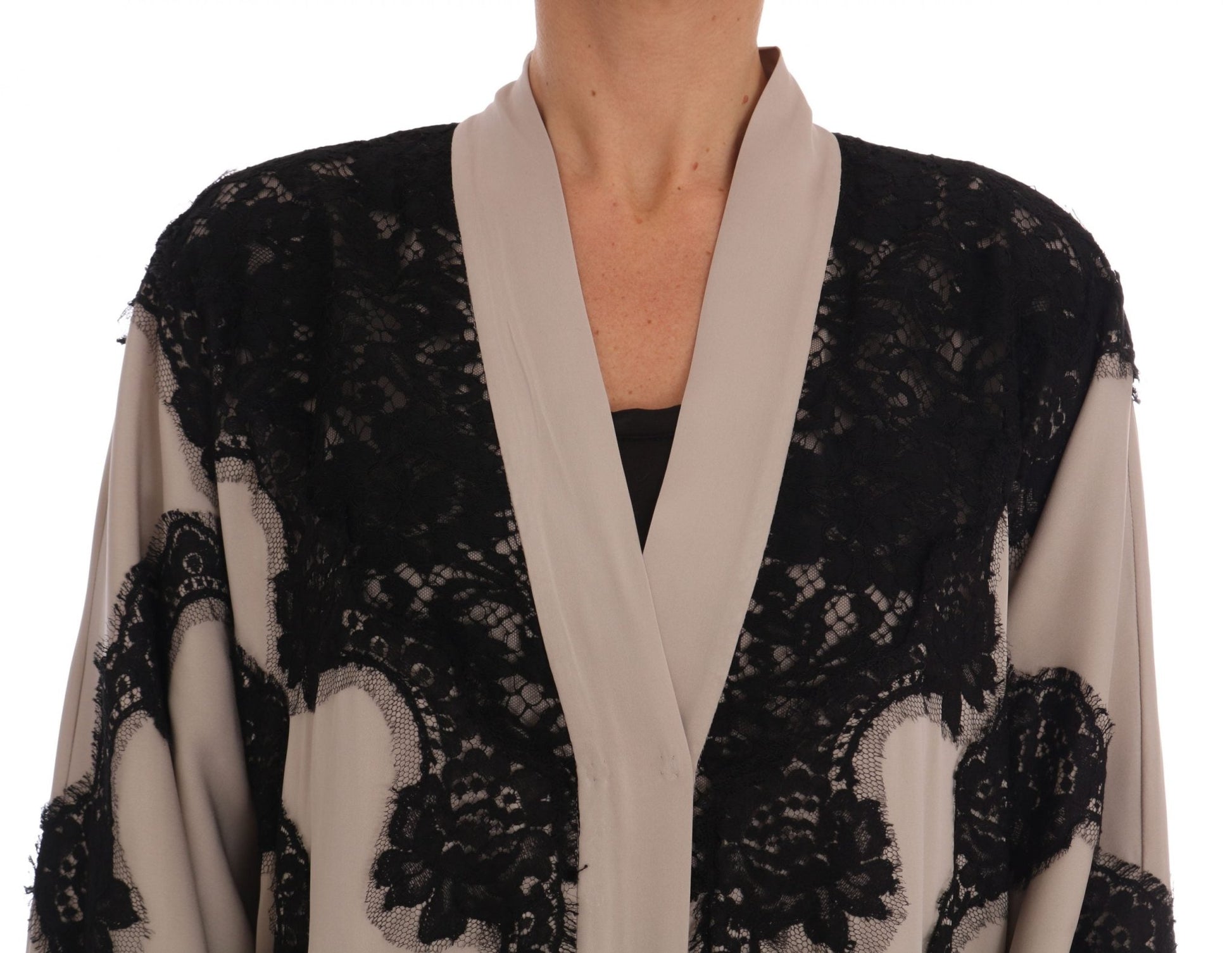 Beige Black Ricamo Kaftan Abaya Dress - coffeewithmee2Dolce & GabbanaP1386S