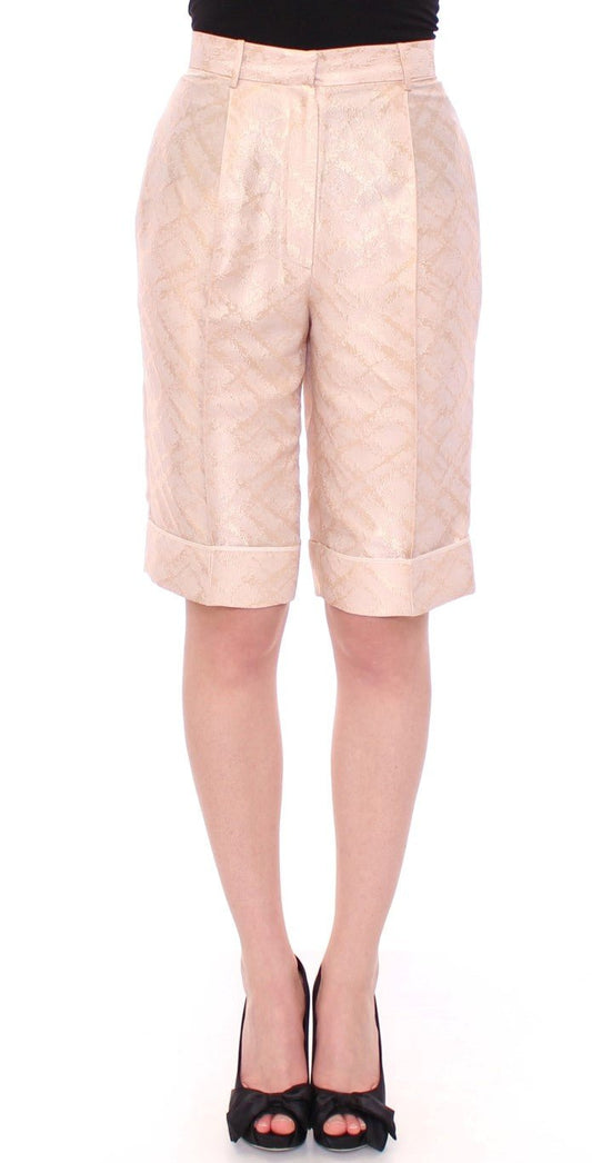 Beige Brocade Above Knee Shorts - coffeewithmee2ZeyneptosumP1256S