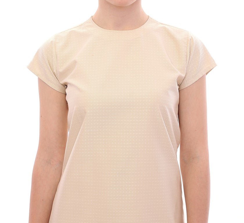 Beige Cap Sleeves Shift Mini Dress - coffeewithmee2Andrea IncontriP1069S