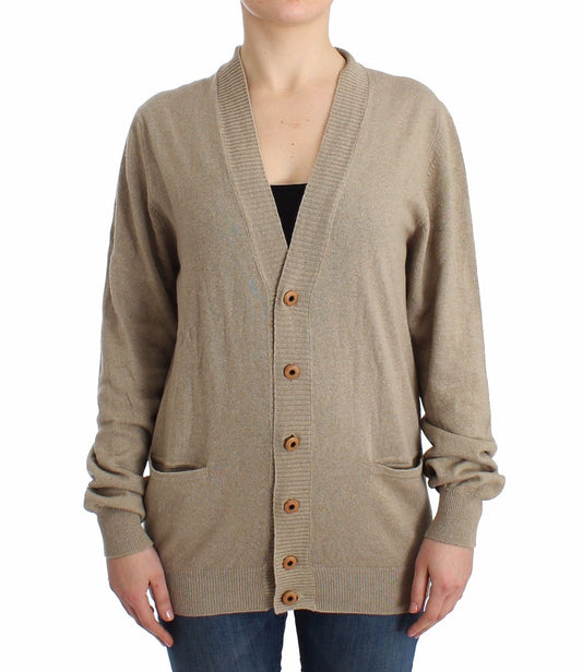 Beige Cardigan Wool Cashmere Sweater Knit - coffeewithmee2Ermanno ScervinoP0803S