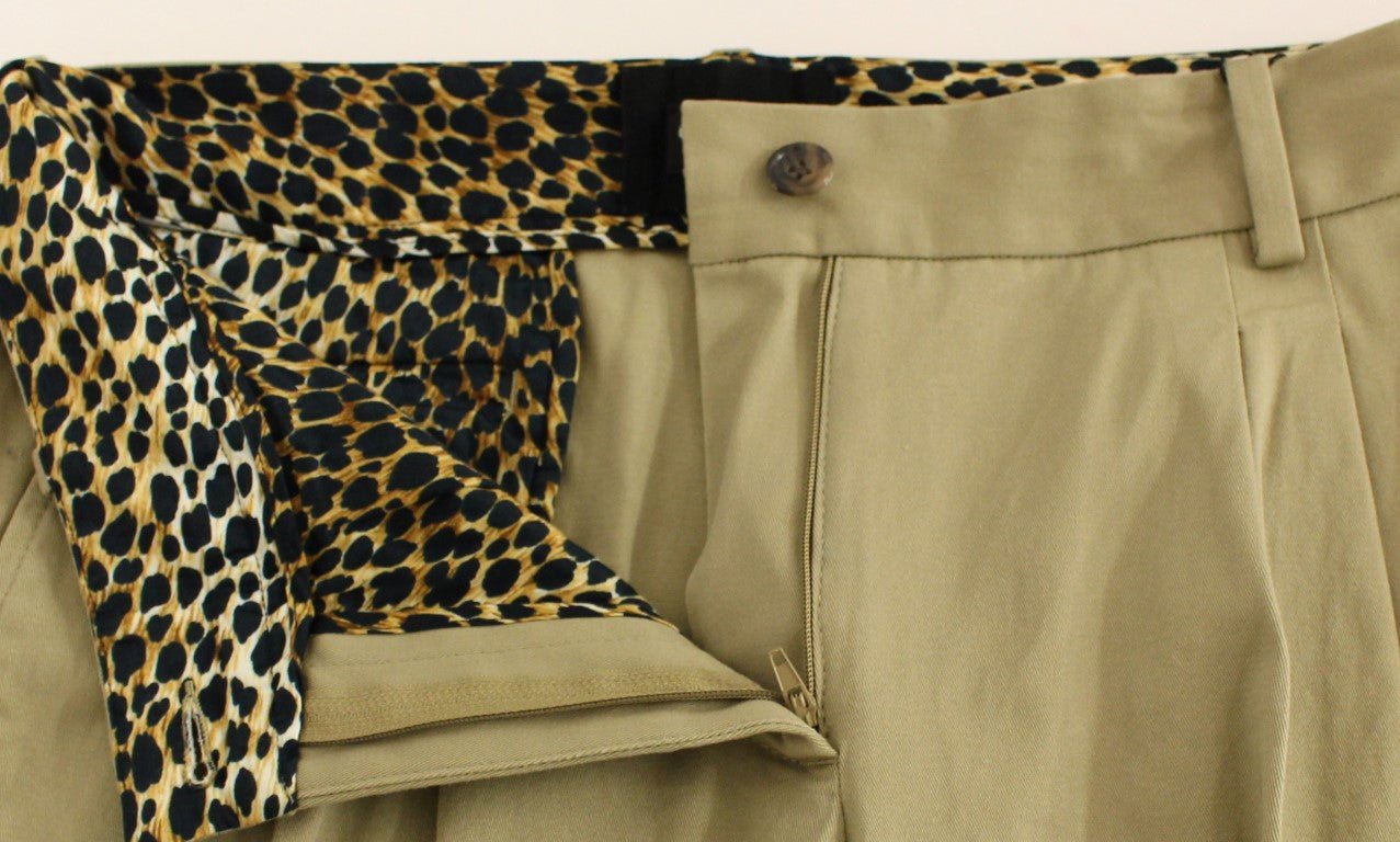 Beige Cotton Cropped Chinos Pants - coffeewithmee2Dolce & GabbanaP1270S