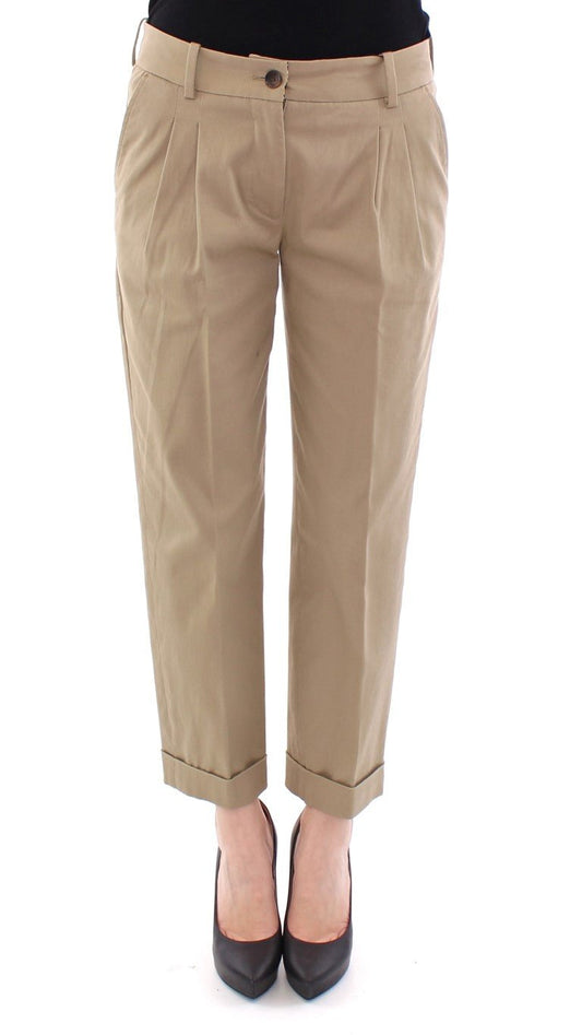 Beige Cotton Cropped Chinos Pants - coffeewithmee2Dolce & GabbanaP1270S