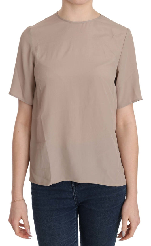 Beige Crew Neck Short Sleeve Blouse - coffeewithmee2Dolce & GabbanaP2334S