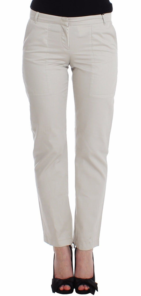 Beige Dress Pants Slim Skinny Leg Cotton - coffeewithmee2Ermanno ScervinoP0847S
