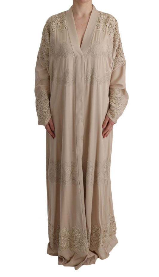 Beige Floral Applique Lace Kaftan Dress - coffeewithmee2Dolce & GabbanaP1886S