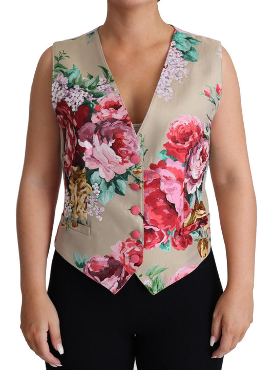 Beige Floral Print Polyester Top Vest - coffeewithmee2Dolce & GabbanaP3859S
