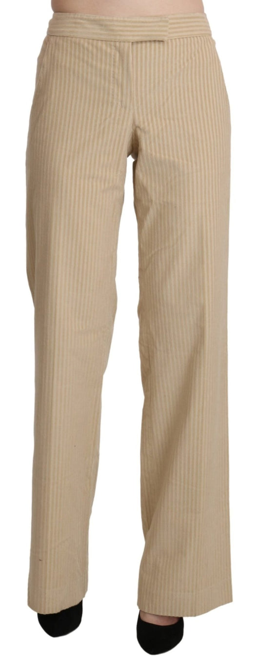 Beige High Waist Flared Wide Leg Trouser Pants - coffeewithmee2Ermanno ScervinoP3339S