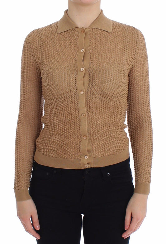 Beige Knitted Cotton Polo Cardigan Sweater - coffeewithmee2Dolce & GabbanaP0790S