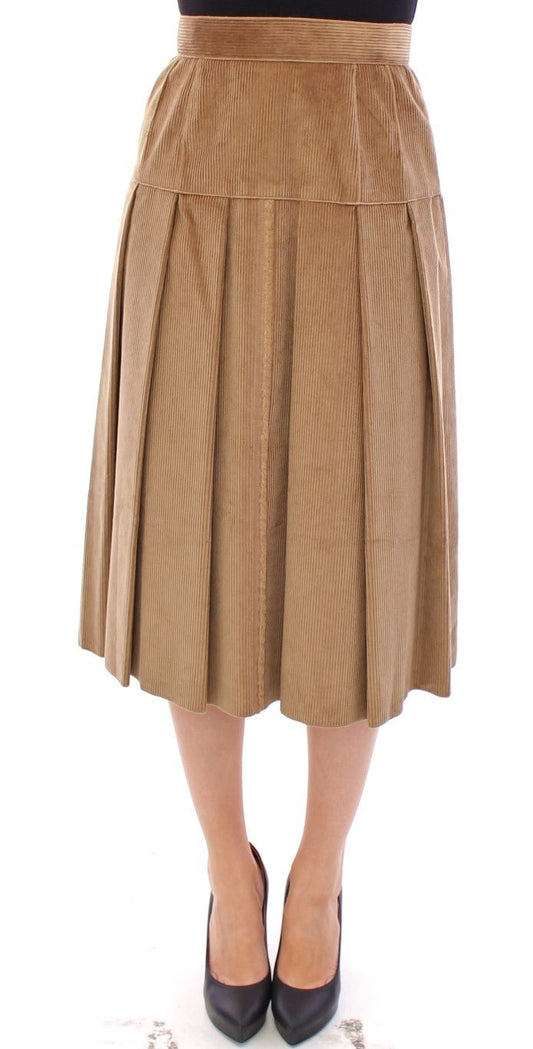 Beige Leopard Corduroy Long Skirt - coffeewithmee2Dolce & GabbanaP1277S