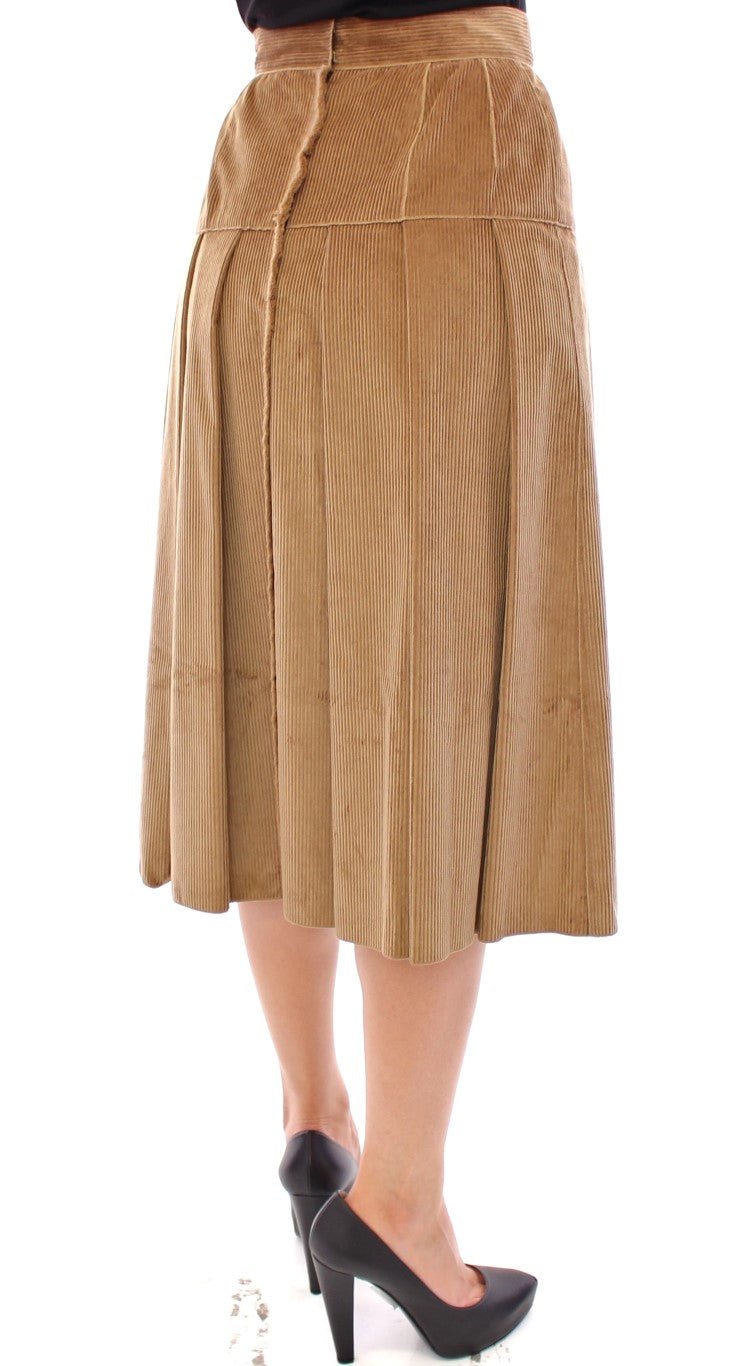 Beige Leopard Corduroy Long Skirt - coffeewithmee2Dolce & GabbanaP1277S