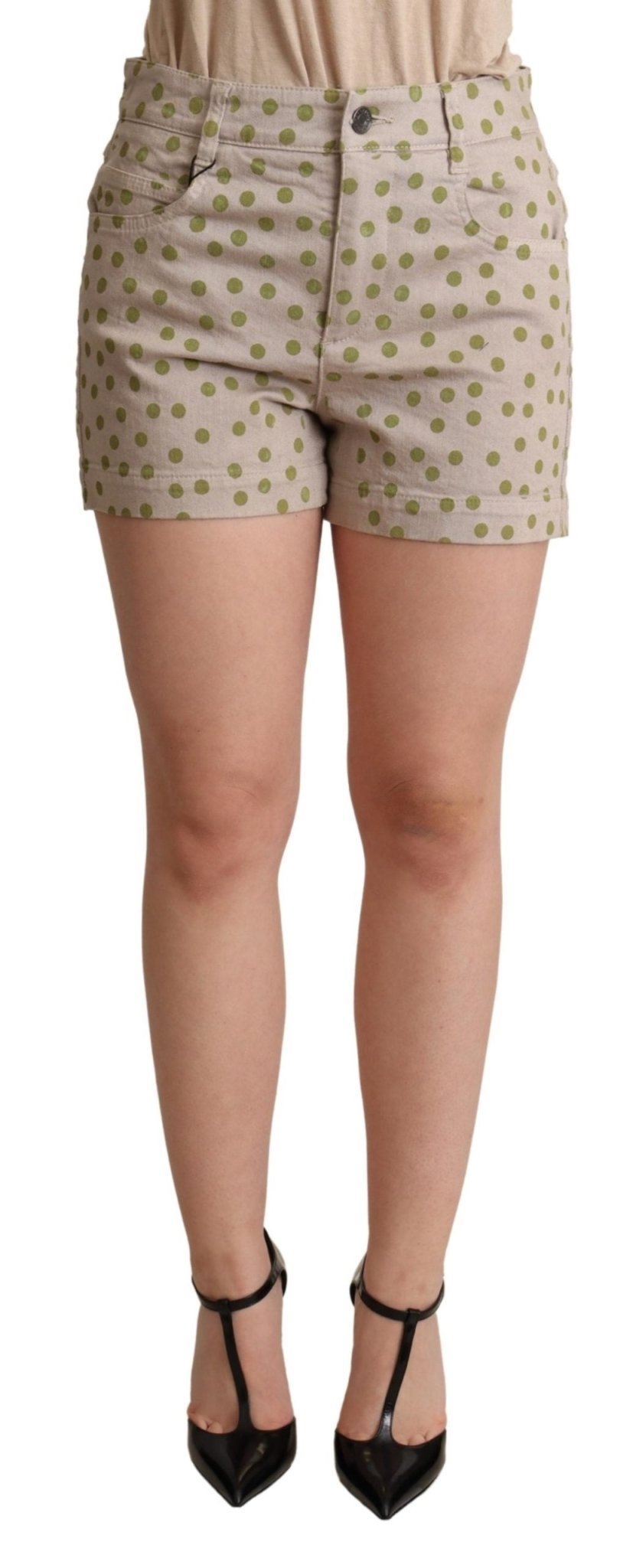 Beige Polka Dots Denim Cotton Stretch Shorts - coffeewithmee2Dolce & GabbanaP4995S