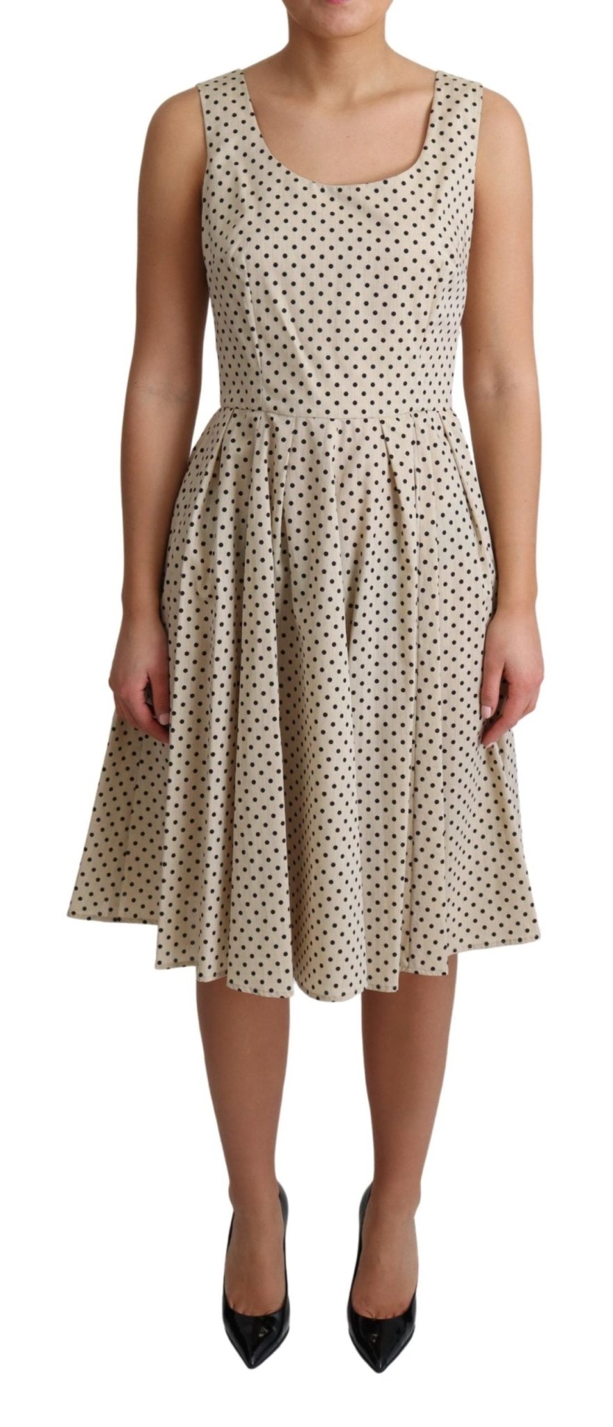 Beige Polka Dotted Cotton A-Line Dress - coffeewithmee2Dolce & GabbanaP4173S