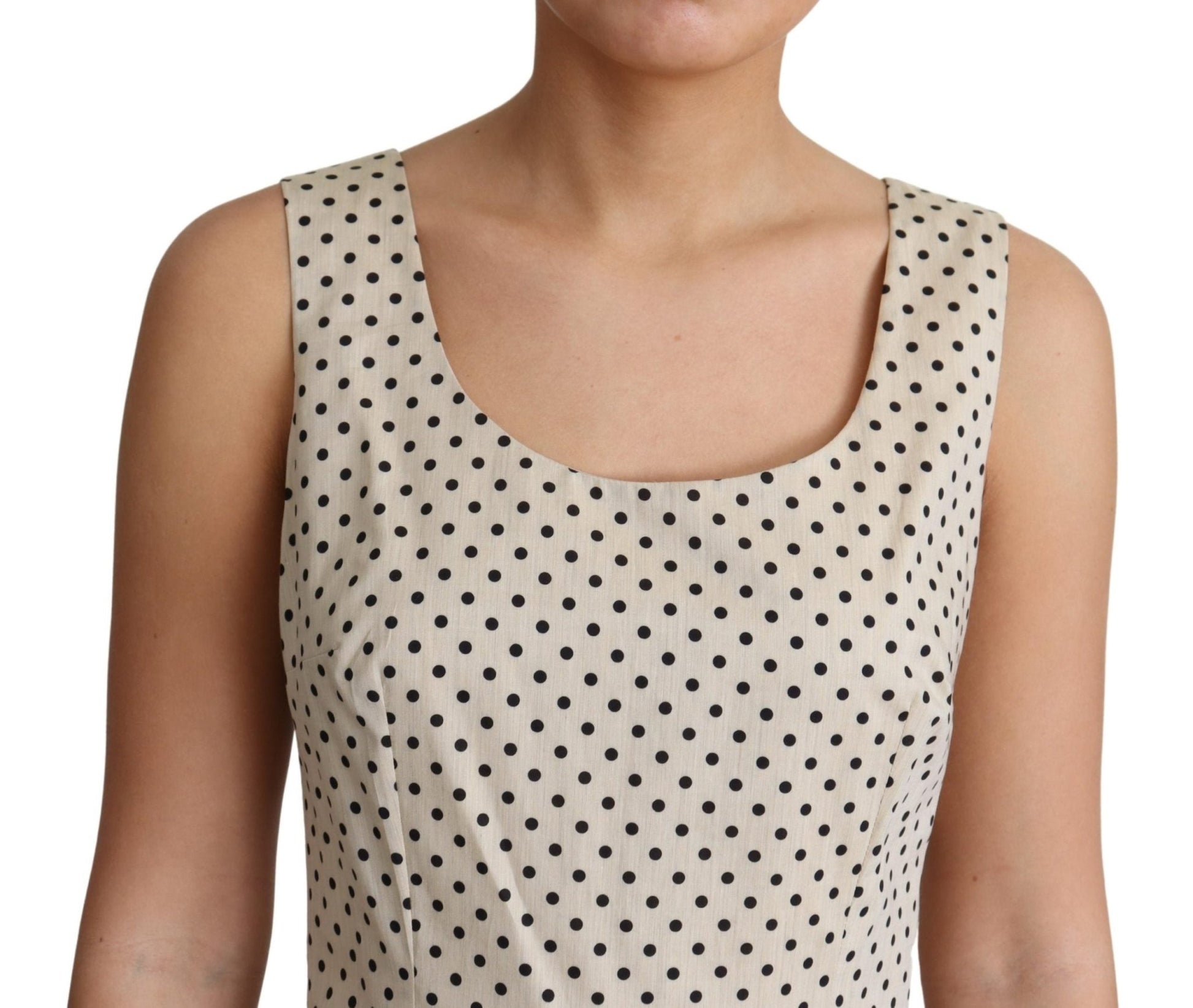 Beige Polka Dotted Cotton A-Line Dress - coffeewithmee2Dolce & GabbanaP4173S