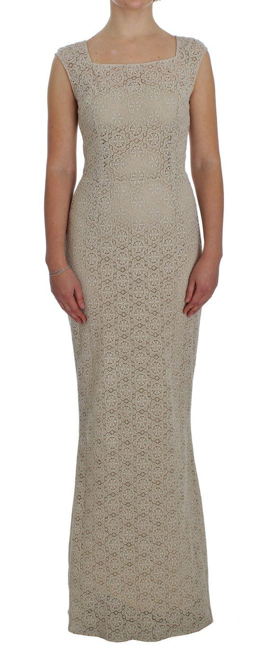 Beige Ricamo Cutout Cotton Sheath Dress - coffeewithmee2Dolce & GabbanaP1018S