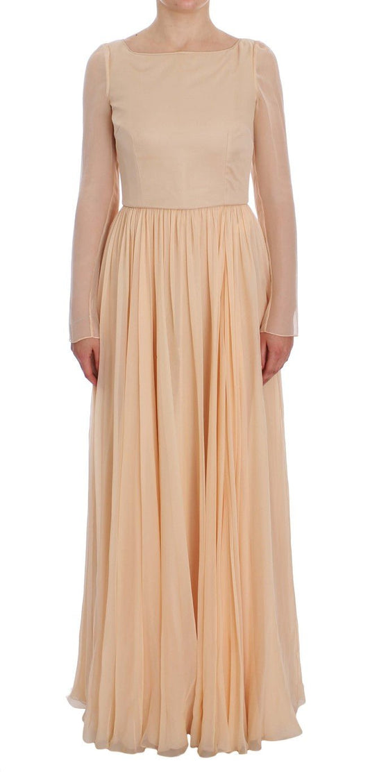 Beige Silk Ball Gown Full Length Dress - coffeewithmee2Dolce & GabbanaP1034S