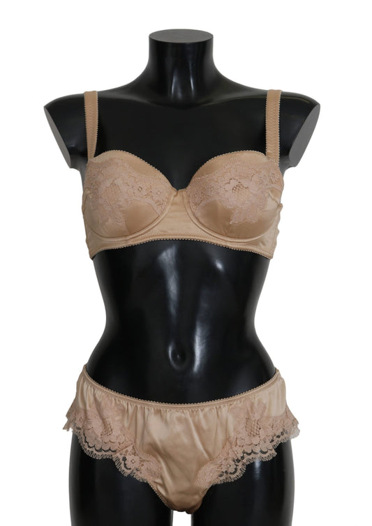 Beige Silk Floral Stretch Underwear - coffeewithmee2Dolce & GabbanaP1594S