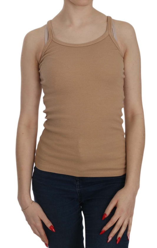 Beige Sleeveless Spaghetti Strap Tank Blouse - coffeewithmee2PINK MEMORIESP2448S