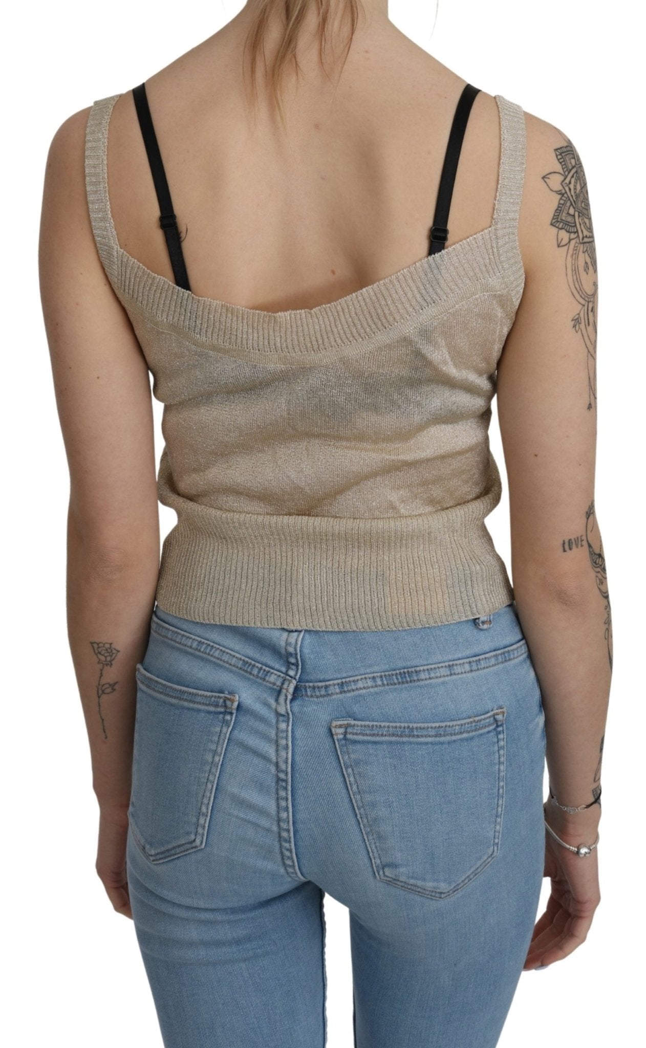 Beige Sleeveless Spaghetti Strap Tank See Through Top - coffeewithmee2BYBLOSP3289S