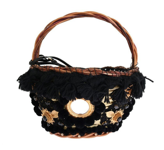 Beige Straw Snakeskin Pom Pom Crystal AGNESE Bag - coffeewithmee2Dolce & GabbanaP0043S