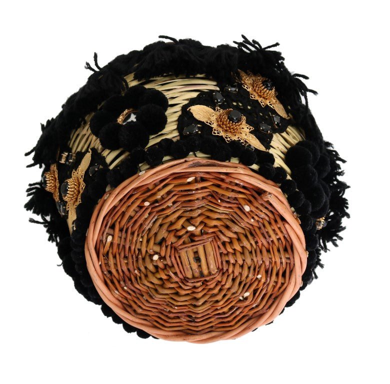 Beige Straw Snakeskin Pom Pom Crystal AGNESE Bag - coffeewithmee2Dolce & GabbanaP0043S