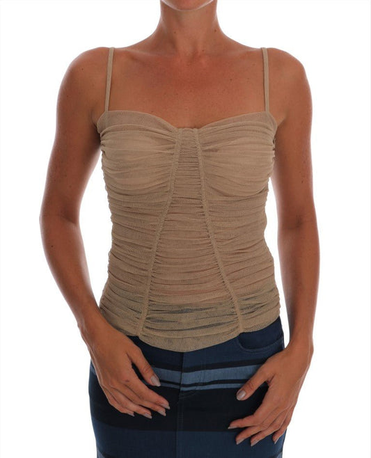 Beige Stretch Cotton Tank Top - coffeewithmee2Dolce & GabbanaP2154S