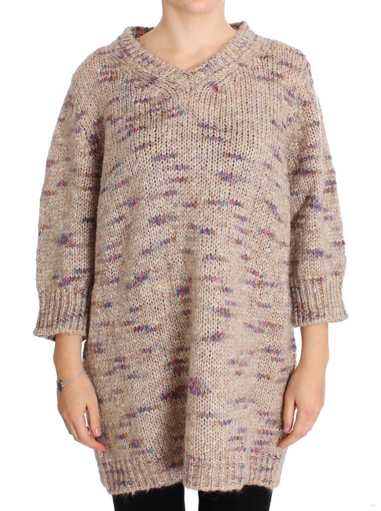Beige Wool Blend Knitted Oversize Sweater - coffeewithmee2PINK MEMORIESP1119S