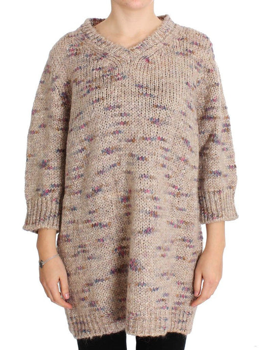 Beige Wool Blend Knitted Oversize Sweater - coffeewithmee2PINK MEMORIESP1119S