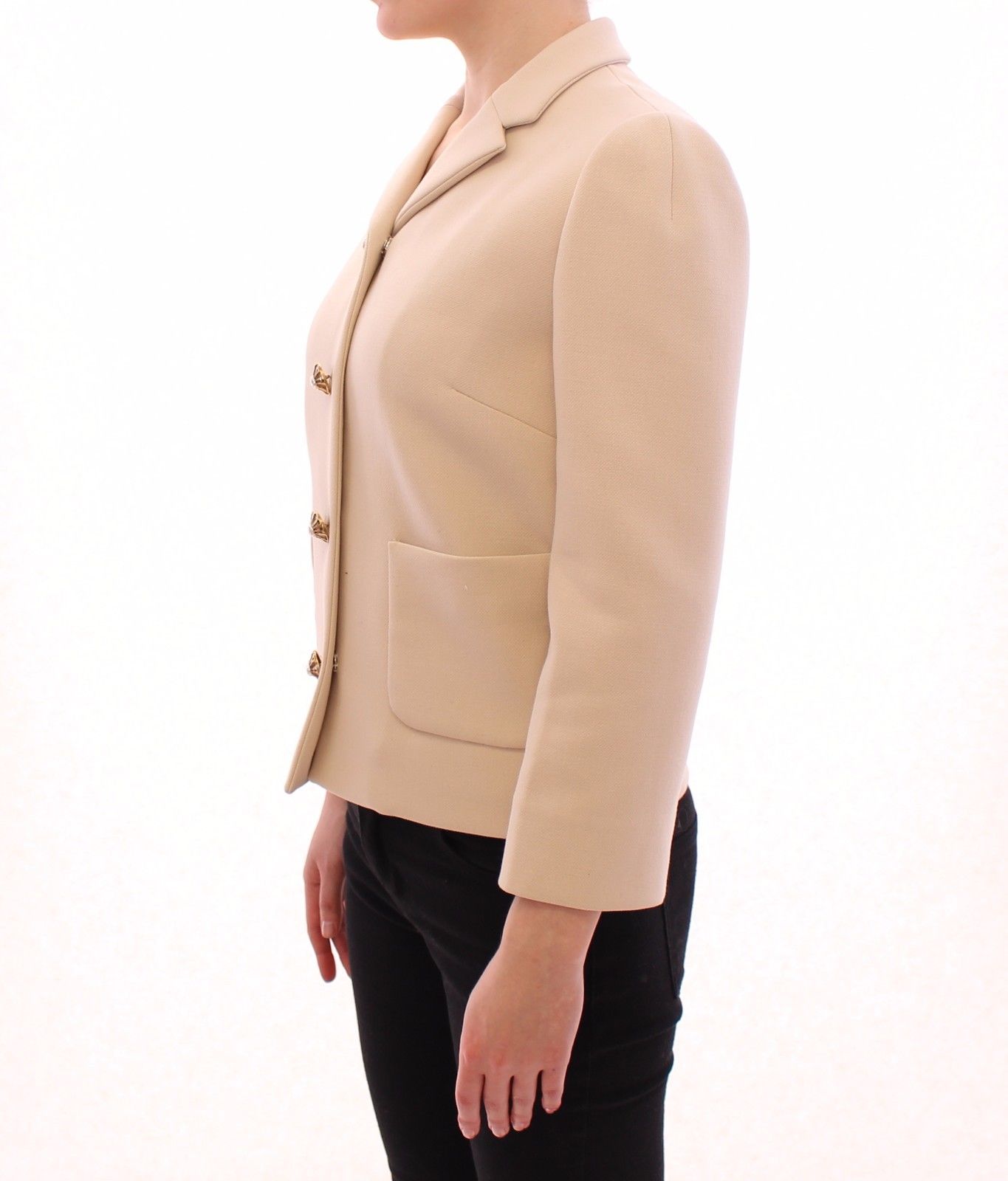 Beige Wool Pearl Button Jacket Blazer Coat - coffeewithmee2Dolce & GabbanaP0778S