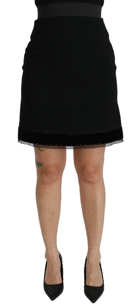 Black A-line High Waist Mini Viscose Skirt - coffeewithmee2Dolce & GabbanaP2692S