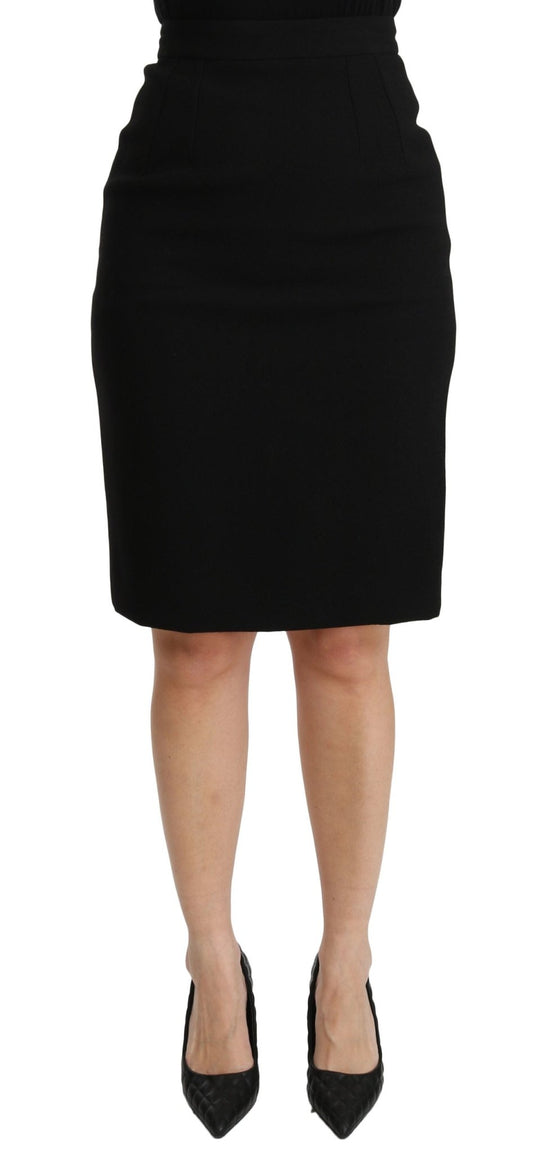 Black A-line High Waist Mini Wool Skirt - coffeewithmee2Dolce & GabbanaP2686S