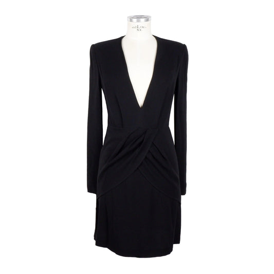 Black Alfreda Viscose V-neck Dress - coffeewithmee2PINKOP4056S