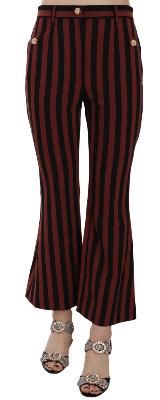 Black Amaranth Stripe Cropped Flared Pants - coffeewithmee2Dolce & GabbanaP2390S